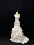 Elegant Light Pink Strapless Chiffon Sweet 16 Quinceanera Mermaid Evening Dress Ball Gown HZ1024
