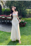 Vintage Fashion Floral Mesh Design Elegant Beach Holiday Mermaid A-line Spaghetti Strap Dress HZ1024