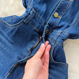 Vintage French Audrey Hepburn Waisted Design Denim Dress HZ1024