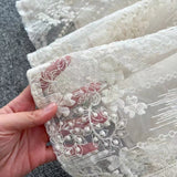 Vintage Elegant Crochet Embroidery Belt Design Single Breasted Flared Sleeve Long Dress HZ1024
