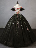 Black Tulle Lace Long Prom Dress, Black Tulle Long Evening Dress HZ1024