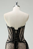 Stylish Sequined Black Lace Corset Design A-line Strapless Homecoming Dress HZ1024