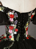 Black Tulle Lace Long Prom Dress, Black Tulle Long Evening Dress HZ1024