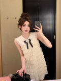 Fashion Beige Bow Lace Design A-line Sleeveless Strapless Homecoming Dress HZ1024