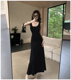 Simple Elegant Square Collar Design A-Line Sleeveless Strap Dress HZ1024