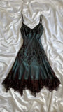 Vintage Dark Green Beaded Embroidery Prom Dress Sheath V-neck Evening Dress Formal Dress HZ1024