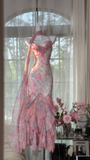Elegant Fairy Mermaid Long Chiffon Spaghetti Strap Ball Gown Evening Dress Prom Dresses HZ1024