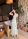 New Fashion Butterfly Design Short Sleeve Casual Floral Dress HZ1024