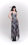 Simple Fashion Butterfly Pattern Design Sense Spaghetti Strap Dress HZ1024