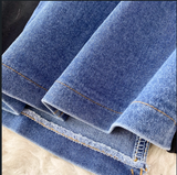Fashion Design Sense Crew Neck Short Sleeve Patchwork Denim Dress HZ1024