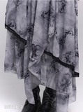 Fashion Butterfly Pattern Gothic Style Bell Sleeve Design Long-sleeved Dress HZ1024