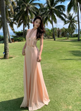 Simple Fashion Handmade Flower Splicing Design A-line V-neck Halter Dress HZ1024