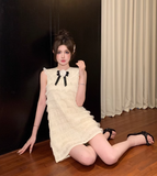 Fashion Beige Bow Lace Design A-line Sleeveless Strapless Homecoming Dress HZ1024