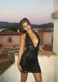 Charming Black Sequin Applique Homecoming Dress V-neck Sheath Party Dress Short Cocktail Dress HZ1024