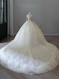 Vintage Sparkling Beaded Ball Gown Design A-Line Long-sleeved Princess Wedding Dress HZ1024