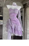 Retro Light Purple A-line Spaghetti Strap Short Lilac Homecoming Dress 17th Birthday Dress HZ1024