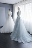 A-Line Tulle Lace Long Prom Dresses, Evening Party Dresses HZ1024