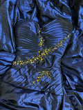 Navy A-Line Strapless Heart Shaped Neck Vintage Floor Length Prom Dresses HZ1024