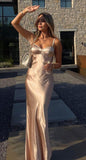 Soft and Simple Cream Spaghetti Strap Mermaid Long Ball Gown HZ1024