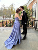 Charming Lavender Sweetheart Neck Strapless Satin Floor Length Formal Prom Gown Evening Dress HZ1024