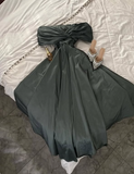 Elegant Grey A-line Off-shoulder Simple Ball Gown Evening Dress HZ1024