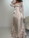 Vintage Pleated Ruffle Floor Length Ball Gown HZ1024