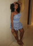 Chic Blue Off Shoulder Sleeveless Mini Birthday Party Dress Homecoming Dress HZ1024