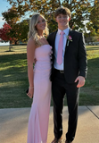 Elegant Pink Strapless 3D Flower Mermaid Ball Gown Bridesmaid Dress HZ1024