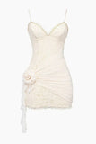 Sexy Lace Suspender Ivory V-Neck Bodycon Short Prom Dress Party Dress HZ1024