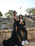 Sexy Black Off Shoulder Sweetheart Neck Sequin Slit Floor-Mounting Prom Dress Evening Dress HZ1024