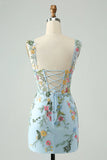 New Fashion Floral Embroidery Design A-line Strap Short Homecoming Dress HZ1024