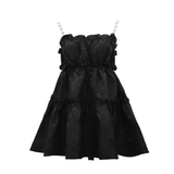 Simple Crystal Diamond Strappy Design A-line Sleeveless Spaghetti Strap Dress HZ1024