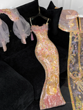 Gorgeous Sparkling Beaded Sequin Exquisite Embroidery Mermaid Design Evening Dress Prom Dresses Outfit HZ1024