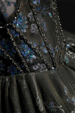 Fashion Sequined Floral Design A-line Sweetheart Tulle Short Spaghetti Strap Homecoming Dress HZ1024