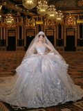 Gorgeous Shiny Beaded Sequined Sweetheart Design A-Line Wedding Dress Ball Gown Prom Dress Evening Dress HZ1024
