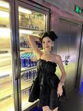 Simple Crystal Diamond Strappy Design A-line Sleeveless Spaghetti Strap Dress HZ1024