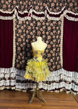 Vintage Yellow V-neck Spaghetti Strap Tulle A-Line Short Party Dresses Homecoming Dresses HZ1024