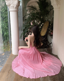 Simple Fashion Rose Pink Backless Loose-fitting Design A-line Spaghetti Strap Dress HZ1024