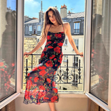 Women New Simple Fashion Yellow High-waist Spaghetti Strap Dress HZ1024