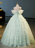 Green Tulle and Lace Long Formal Dress, Green Party Dress Prom Dress HZ1024