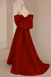 Wine Red Satin Sweetheart Long A-Line Prom Dress, Wine Red Evening Dress HZ1024