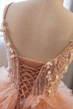 Beautiful Tulle Layers Long Prom Dresses, A-Line Spaghetti Straps Evening Dresses HZ1024