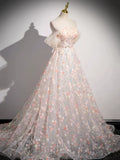 Lovely Three-dimensional Floral Floor Length Prom Dress, Off the Shoulder Evening Party Dress HZ1024