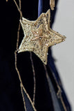 Blue Spaghetti Strap Velvet Long Prom Dress with Star, Blue Evening Dress Party Dress HZ1024