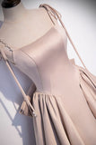 Pink Satin Long Formal Dresses, Graduation Dresses with Bows HZ1024