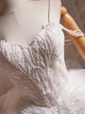 White Spaghetti Strap Tulle Beaded Short Prom Dress, Cute A-Line Party Dress HZ1024