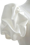 White V-Neck Satin Long Formal Dress, Wedding Formal Dress HZ1024