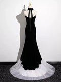 Black and White Mermaid Long Formal Dress Evening Dress, Black and White Prom Dress HZ1024